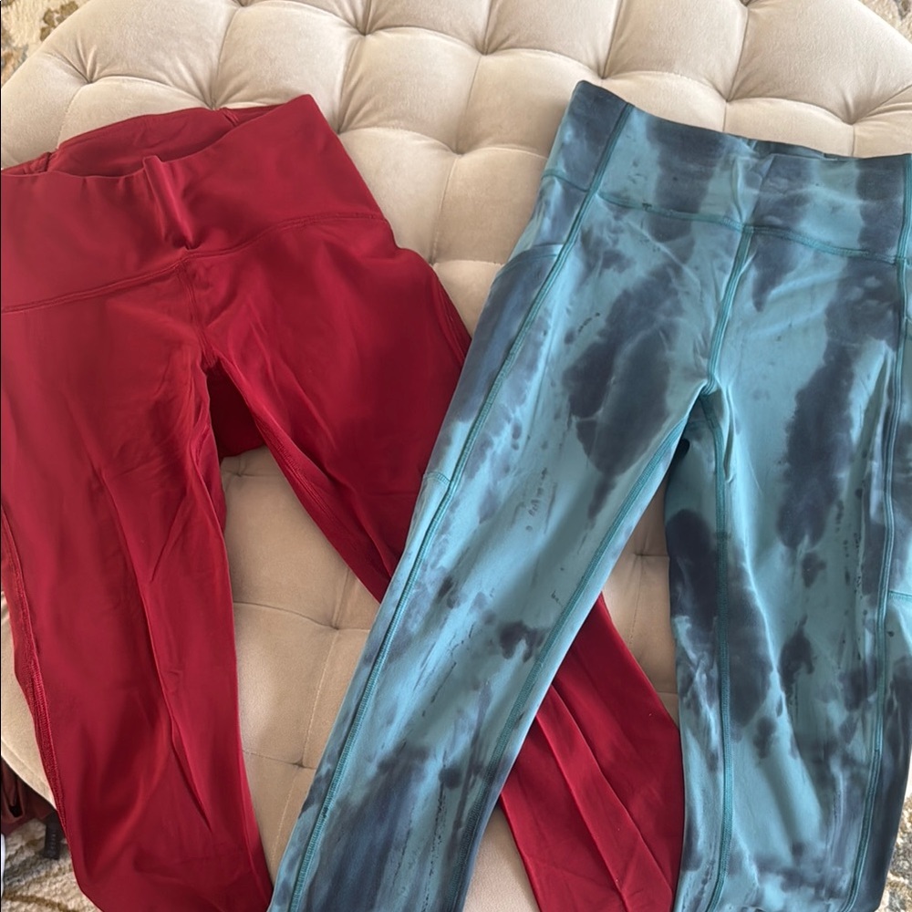 lululemon athletica Red and Blue Tie-Dye Leggings
